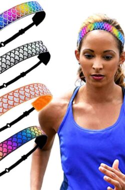 Zwarte Elastische Yoga Hoofdband – Verstelbare Sport Haarbanden voor Vrouwen Meisjes – 4 Pack