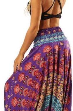 yoga pants loose women high waist Women Summer Loose Yoga Trousers Baggy Boho Jumpsuit Harem Pants gym Colorful Mandala Paars