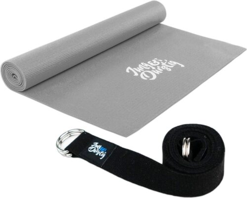 2-in-1 yogamat, bekleed en antislip, gymnastiekmat met yogastrap, fitnessmat inclusief e-book workout, sportmat, afmetingen 173 x 61 cm