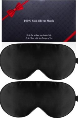 2x Zijden slaapmasker, 2 stuks moerbeizijde oogmasker met verstelbare riem, slaapmiddel blinddoek voor dutje, Eye Sleep Shade Cover, 100% Blokken Licht Vermindert gezwollen ogen Geschenken voor