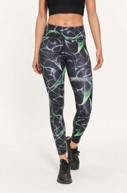 Active Panther Legging Lola Fantasy high waist black-green, Dames Legging met Hoge Taille voor Vrouwen – Boterachtig Zacht Niet Transparante Legging Voor Buikcontrole, Plus-maat Workout Gym Yoga Rekbare Broek