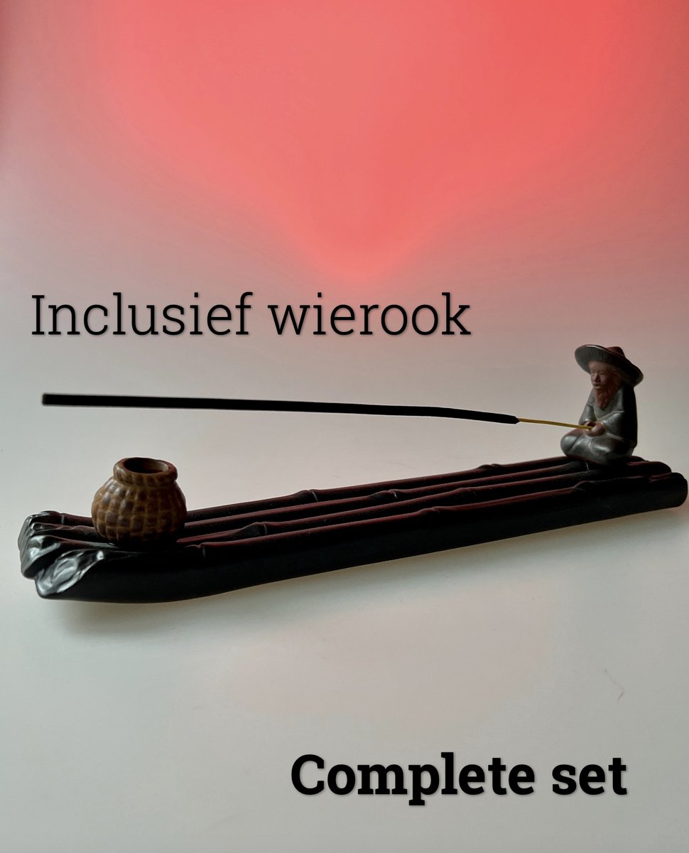 Afecto complete set wierookhouder zwart visserman + wierook - porseleinen Wierookhouder -inclusief 2 soorten wierook - Ontspanning - laat je huis lekker ruiken