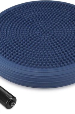 Anti-slip balanskussen met pomp – Opblaasbare balanstrainer voor goede balans en sterke spieren – Diameter 34cm – Blauw Balance trainer