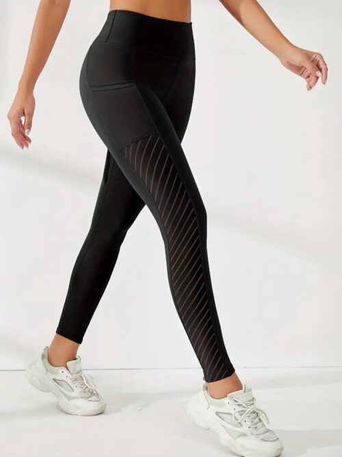 Breathable Pocket Legging - Dames - Sportbroek - Sportlegging - Mesh Panelen - Ademend - met zakken - Comfortabel - Zwart - Black