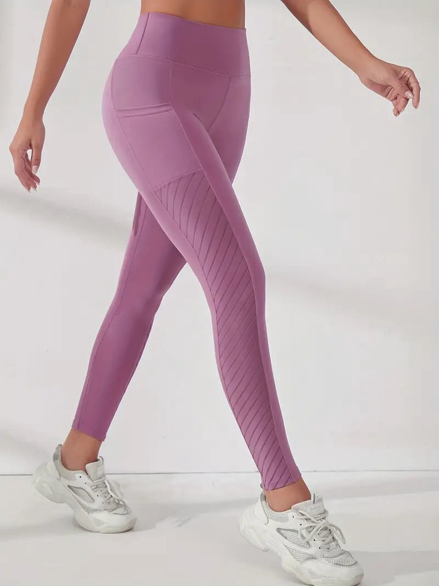 Breathable Pocket Legging - Dames - Sportbroek - Sportlegging - Mesh panelen - Ademend - met zakken - Comfortabel - Lichtroze - Pink - Roze