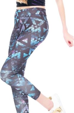 Dames Legging | legerprint | hoogsluitend |elastische band |hardlopen – sport – yoga – fitness legging | polyester | elastaan | lycra |blauw| maat L