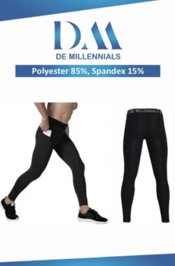 De Millennials – Comfort Ademend Heren Leggings- Zwart – Maat L – sportieve Leggings – Gym – Sport – hardloop Leggings – Comfort fit- Universeel – sport – yoga – fitness – outdoor sport – jogging – lange nauwsluitende hardloopbroek – Tight