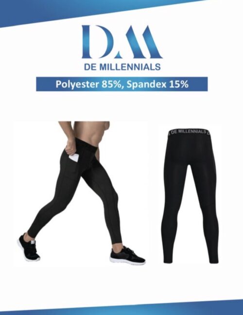 De Millennials - Comfort Ademend Heren Leggings- Zwart - Maat L - sportieve Leggings - Gym - Sport - hardloop Leggings - Comfort fit- Universeel - sport - yoga - fitness - outdoor sport - jogging - lange nauwsluitende hardloopbroek - Tight