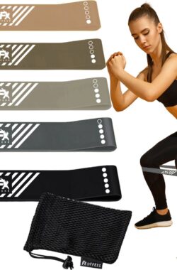 FX FFEXS Fitness Weerstandsbanden Set van 5 – Extra sterk tot 18kg – Resistance Band – Fitness Elastiek – Booty Band – Sport Elastiek Banden – Fitness Band – Mini Bands – Verschillende Weerstandsniveaus – Inclusief Draagzakje – Grijs