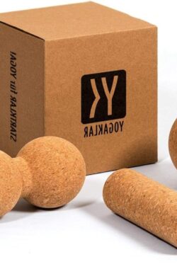 Intensieve zelfmassage set van natuurkurk met twee ballen – kleine rol en peanut – duurzaam en milieuvriendelijk – startklaar voor yoga stretching foam roller