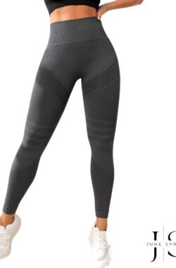 June Spring Sportlegging – Maat L/Large – Kleur: Donkergrijs – Sportbroek voor Vrouwen – Accentueert de Billen – High-Waist – Dames Sportlegging – Fitness Legging – Yogapants – Hoge Kwaliteit Sportlegging