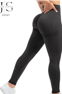 June Spring Sportlegging – Maat M/Medium – Kleur: Zwart – Sportbroek voor Vrouwen – Accentueert de Billen – High-Waist – Dames Sportlegging – Fitness Legging – Yogapants – Hoge Kwaliteit Sportlegging