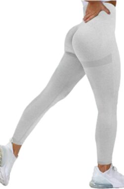 June Spring Sportlegging – Maat S/Small – Kleur: Lichtgrijs – Sportbroek voor Vrouwen – Accentueert de Billen – High-Waist – Dames Sportlegging – Fitness Legging – Yogapants – Hoge Kwaliteit Sportlegging