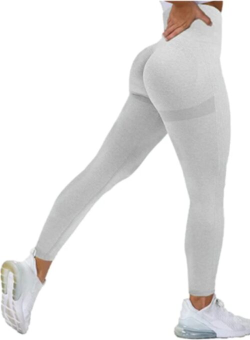 June Spring Sportlegging - Maat S/Small - Kleur: Lichtgrijs - Sportbroek voor Vrouwen - Accentueert de Billen - High-Waist - Dames Sportlegging - Fitness Legging - Yogapants - Hoge Kwaliteit Sportlegging