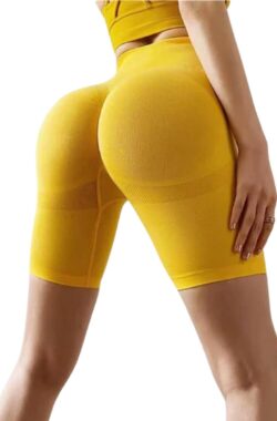 June Spring Sportshort – Maat S/Small – Kleur Geel – Dames Sportshort – Push up – Shape Short – High Waist – Fitness Legging – Yoga Pants