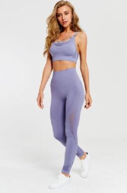 New Age Devi – “Zacht en comfortabele Lila Legging – Naadloos – Hoge Taille – Yoga Broek – Fitness – Maat L”