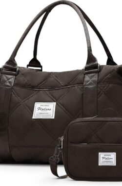 Reistas voor dames, sporttas, 40 x 20 x 25 cm, handbagage, tas, weekendtas, zwemtas, waterdichte reistas, duffle bag, fitnesstas, trainingstas voor vrouwen, voor reizen, gym, I5-koffie bruin