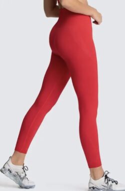 SOFT GYM LEGGING – Maat S – Rood – Gymlegging – Gymkleding – Sportkleding – Sportlegging – Fitnesslegging – Yoga legging