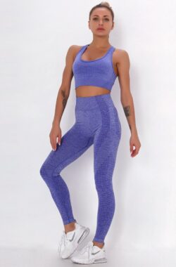 SUNMOOL – Sportlegging High Waist – Sportlegging – Dames Sportlegging – Legging – Hight Waist – Yogalegging – Sport Broek & Bra Set – Blauw – Maat: M