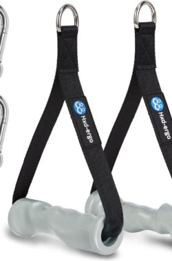 Set van 2 handvatten voor weerstandsbanden, fitnessbandhandvatten met metalen D-ring, ergonomische kabelhandgrepen, lattrekhandgreep voor homegym, katrol, fitnesskrachttraining