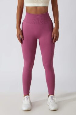 Sportchic – Sportlegging dames – High waist – Elastische band – Yoga legging – Squatproof – Anti-zweet – Sportbroek – Sportlegging dames High waist – Hardloopbroek – Shape legging – Sportlegging – Tiktok legging – Booty Scrunch – Roze – L