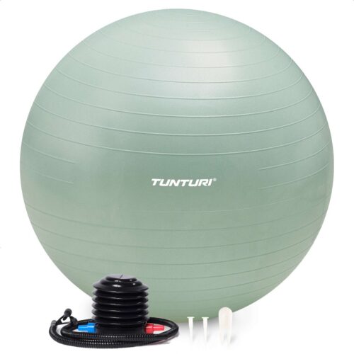 Tunturi Anti Burst Fitness bal met Pomp - Yoga bal 65 cm - Pilates bal - Zwangerschapsbal - 220 kg gebruikersgewicht - Incl Trainingsapp - Munt