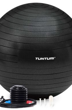 Tunturi Anti Burst Fitness bal met Pomp – Yoga bal 65 cm – Pilates bal – Zwangerschapsbal – 220 kg gebruikersgewicht – Incl Trainingsapp – Zwart