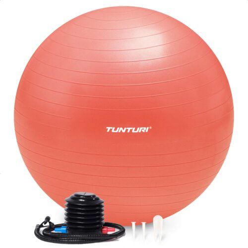 Tunturi Anti Burst Fitness bal met Pomp - Yoga bal 75 cm - Pilates bal - Zwangerschapsbal - 220 kg gebruikersgewicht - Incl Trainingsapp - Rose Goud