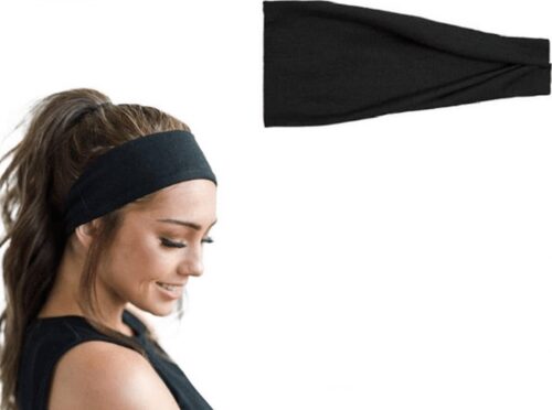 Waledano® Premium Elastische Hoofdband voor Dames Zwart | Yoga | Zweetband | Hardlopen | Sport Haarband | Make Up Haarband | Hoofdband | Antislip | Vrouwen hardlopen, wandelen, fietsen en motorrijden