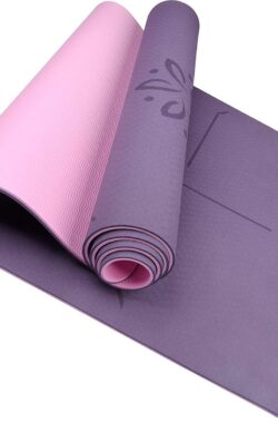 YOGATI – milieuvriendelijke yogamat – TPE, non-slip en dikke yogamat. Yoga Matten met Body Alignment Lines. Perfect Pilates Mat voor workout oefening, Gym en Fitness.