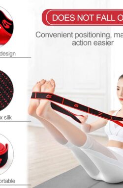 Yoga stretch riem, stretchband met 8 intensiteitsniveaus, zeer elastische gymnastiekband met lussen, wasbaar, gemakkelijk te dragen voor yoga, latin, pilates, dans, fitness (rood)