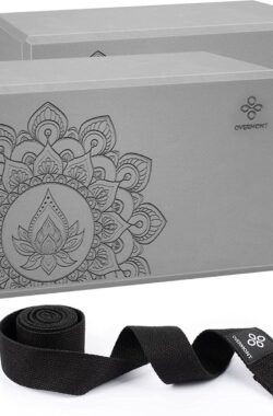 Yogablokkenset van 2 Eva Foam voor fitness, pilates, stretching en meditatie, yogariem inbegrepen