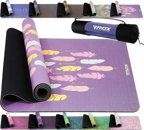 Yogamat PU 6 mm antislip gymnastiekmat Pilatesmat REACH RoHS-conform 6P rubberen oefenmat Fitness Pilates gymnastiek met draagriem, aerobics, stretching trainingsmat 183 X 61CM