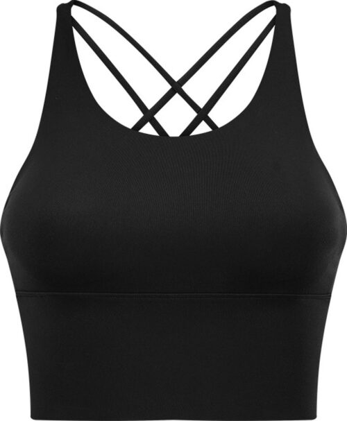 PureSquare - crop top - sportbh - Sporttop - Zwart - maat L - vaste bh cups - fitness - sport - yoga