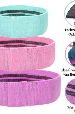 Resistance Band set van 3 – Weerstandsbanden voor benen en billen – Fitness elastieken – Booty Band met gratis handleiding