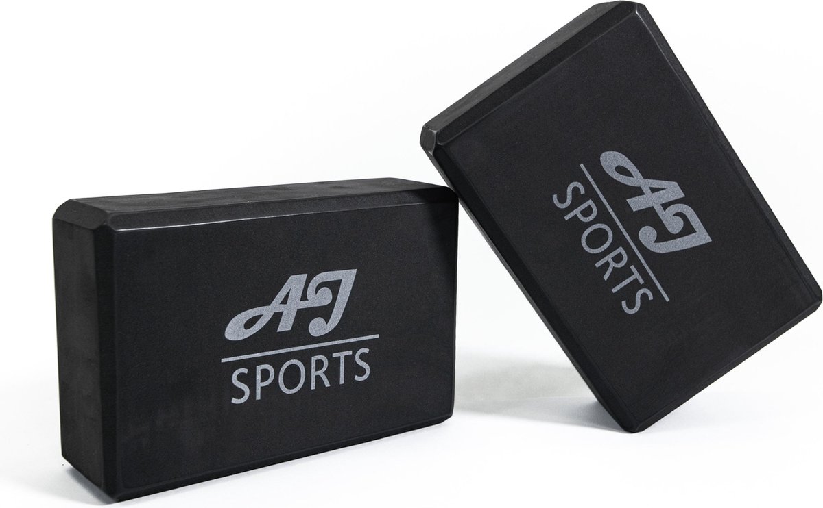 AJ-Sports Yoga Blokken - Set van 2 foam blokken - Yoga Blok - Yoga Kussen - Zwart - Yoga & Pilates