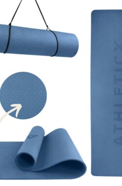 Athleticx Premium Yoga Mat – Midnight Blauw – Pilates Mat – 183x61x0,8 cm – Duurzaam TPE – Yoga Mat Extra Dik – Fitness Mat – Yoga Mat Anti Slip – Incl. Yogamat Tas – Yogamat – Sportmat – Yogamatten – Sportmatje Dik