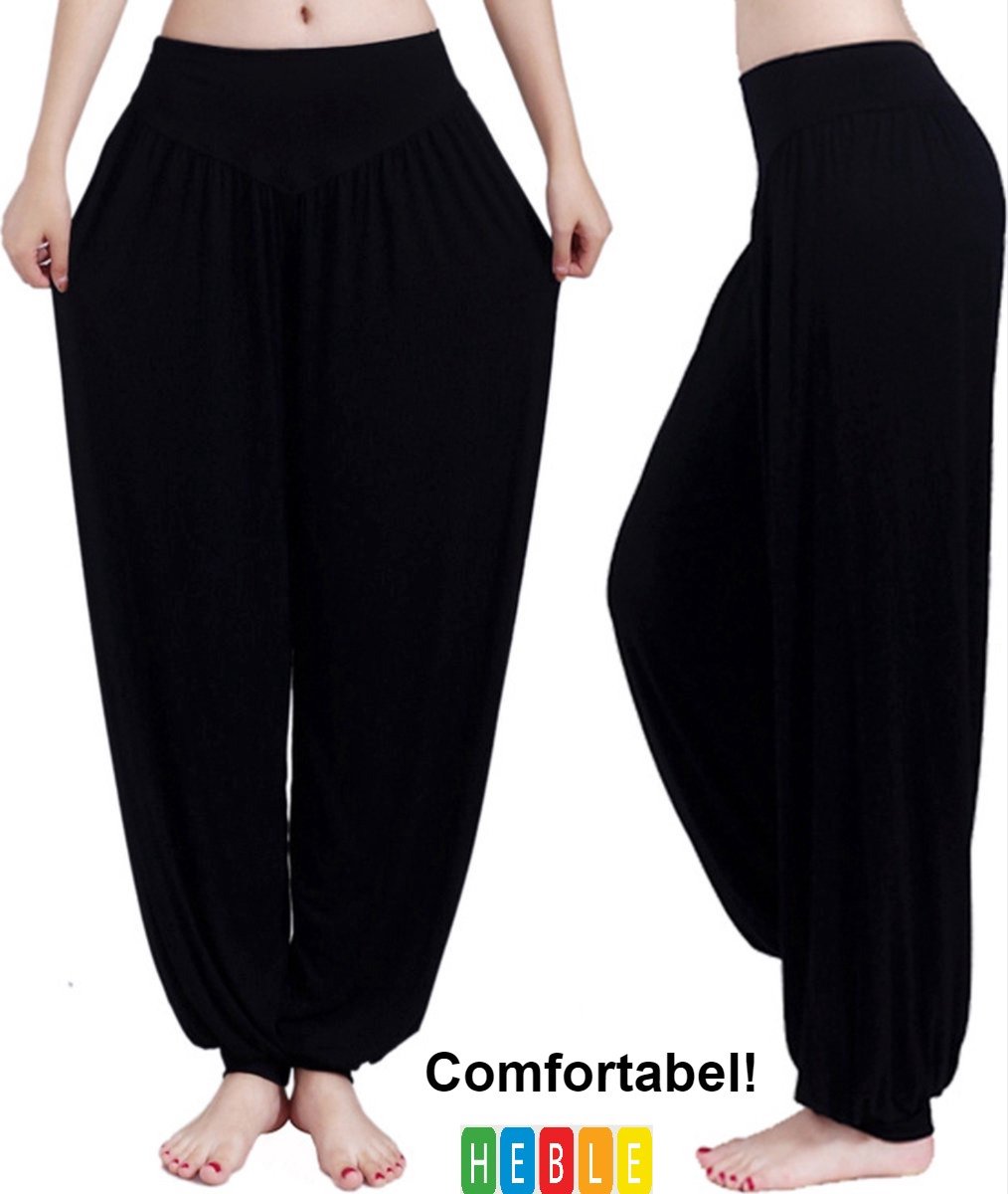 *** Comfortabele Harembroek - Harem palts - Yogabroek - Losse broek - Chillbroek - Harem - Zwart - XXL - Chillpants - Yoga - van Heble® ***