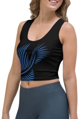 CropTop – design – Lines 4 Peace – Dry Fit – High Performance – unieke print – 4way stretch – UPF 50+ – Hardloop – Yoga – Fitness – Dans – Pilates – Training – Sport Top – dames – zwart klassiekblauw – maat XL