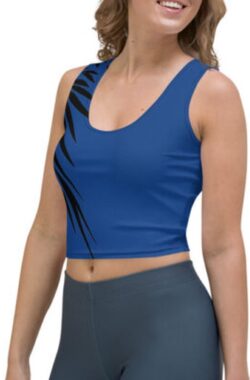 CropTop – design Power Up – Dry Fit – High Performance – unieke print – 4way stretch – UPF 50+ – Hardloop – Yoga – Fitness – Dans – Pilates – Training – Sport Top – dames – kobaltblauw zwart – maat S