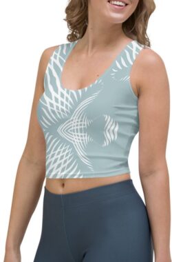 CropTop – design Proud Pattern – Dry Fit – High Performance – unieke print – 4way stretch – UPF 50+ – Hardloop – Yoga – Fitness – Dans – Pilates – Training – Sport Top – dames – mintgroen wit – maat XS