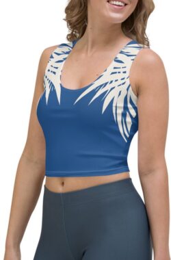 CropTop – design Tiger Power Up – Dry Fit – High Performance – unieke print – 4way stretch – UPF 50+ – Hardloop – Yoga – Fitness – Dans – Pilates – Training – Sport Top – dames – klassiekblauw wit – maat M