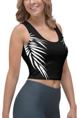 CropTop – design Yin Yang Power Up – Dry Fit – High Performance – unieke print – 4way stretch – UPF 50+ – Hardloop – Yoga – Fitness – Dans – Pilates – Training – Sport Top – dames – zwart wit – maat XL