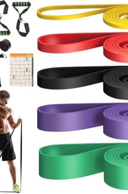 Fit het nieuwe jaar in – Weerstandsbanden 5 niveaus oefenband mannen vrouwen pull-up-banden deuranker handvat beschermhoes trainingsposter zakje workout gym yoga pull-up-hulp