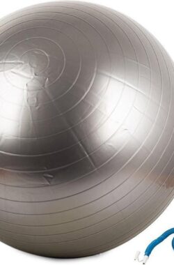 Gymnastiekbal (grijs) – Gymbal – Yoga Bal – Fitness Bal – Pilates – Fitness – 60cm inclusief Pomp! Versterking spieren/conditie/Mobiliteit!