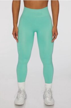 Gymset – Maat L – Turqoise – 2delig lang – Sportkledingset – Sportset – Gymlegging en top – Fitness set – Fitness legging & top – Yoga set – Yogalegging en top