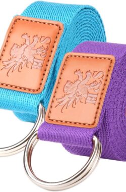 H & S Extra lange, verstelbare yogagordel en sterke katoenen riem (1,85 en 2,45 m) (verpakking van 2 stuks) 6 ft tot 8 voet blauw