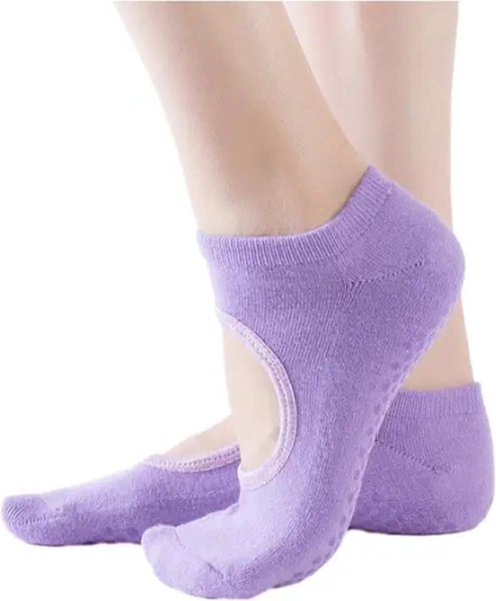 IBBO Shop - Premium Anti Slip Yoga Sokken - katoen sokken - Pilates - Piloxing - Ballet - dans sokken - maat 35 tot 40 - 1 paar - Paars