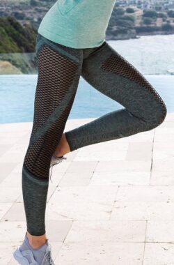 Joy Sportlegging – Dames – Fitness Legging – Yoga Legging – Training (S-212) -SALE- Maat XL – GROEN GRIJS MELANGE