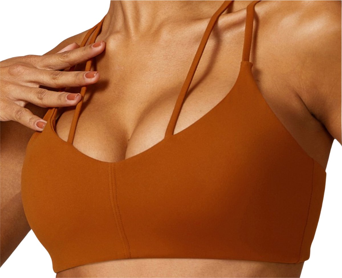 June Spring - Sport Top - BH - Maat M/Medium - Kleur: Cognac - Vocht afvoerend - Flexibel - Comfortabel - Deze sporttop met ingebouwde ondersteuning is gemaakt van hoogwaardige kwaliteit